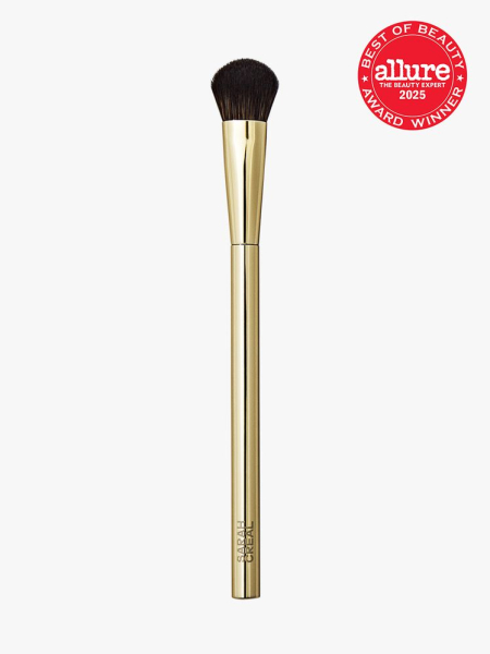 Sarah Creal Beauty The Ultra-Soft Concealer Complexion Blush with gold handle on light gray background with red Allure Best of Beauty seal in the top right corner