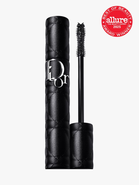 Dior Diorshow Overvolume Mascara black tube of mascara on light gray background with red Allure Best of Beauty seal in the top right corner